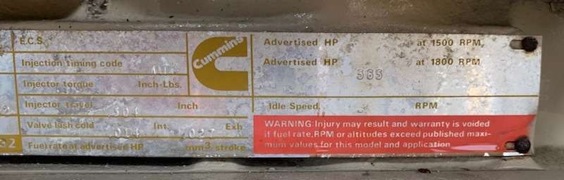 Low Hours Cummins KTA1150 Diesel Engine