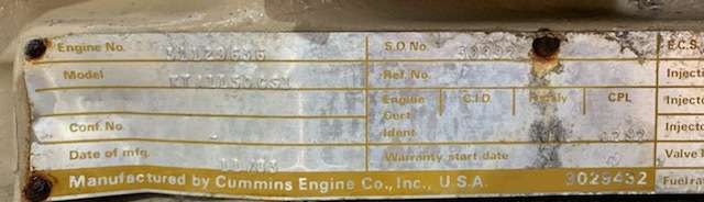 Low Hours Cummins KTA1150 Diesel Engine