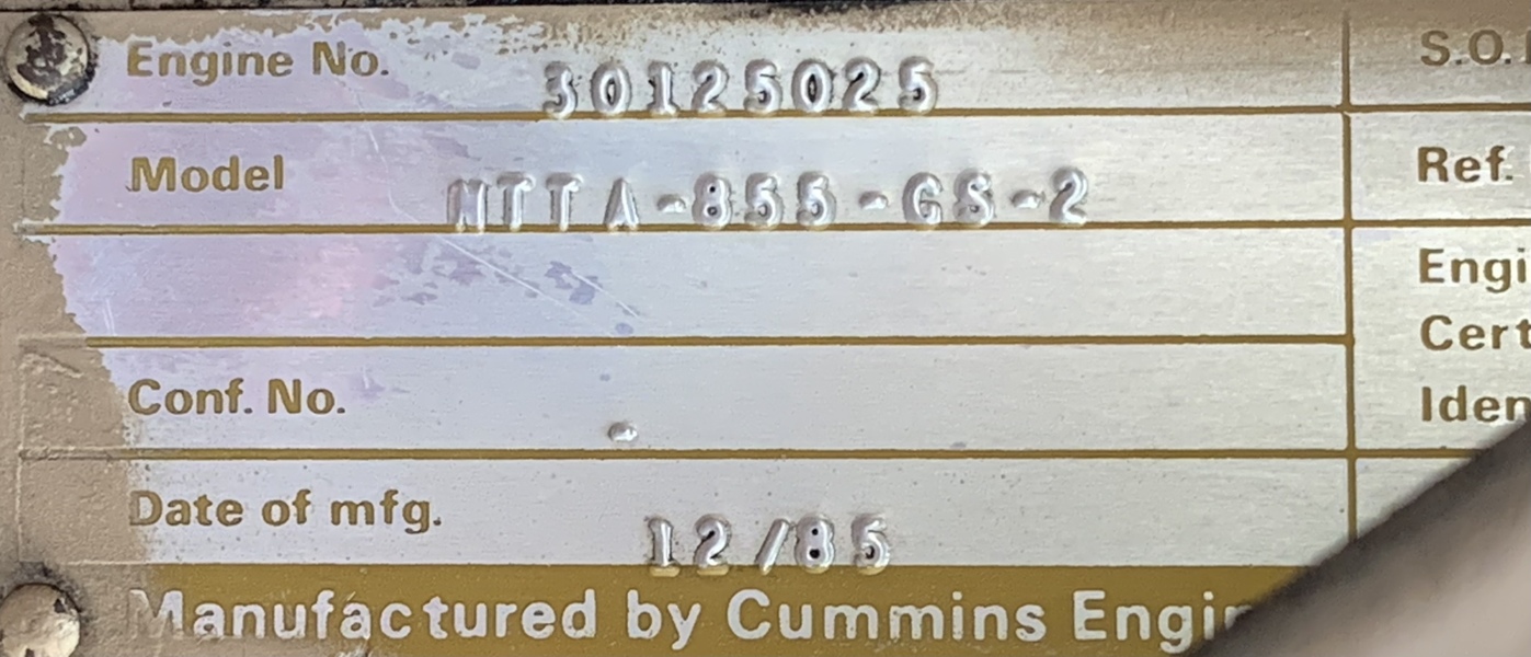 Used Cummins NTTA-855-GS-2 Diesel Engine