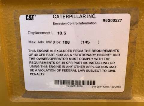 New Caterpillar G3306NA Gas Engine