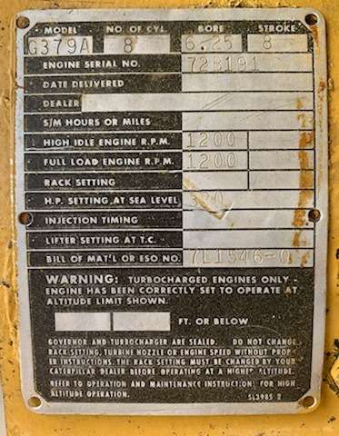 Used Caterpillar G379A Gas Engine