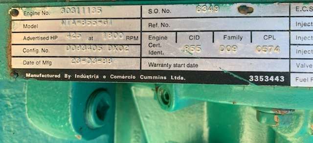 Used Cummins NTA-855-G1 Diesel Engine