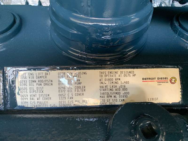 Low hours Detroit 12V71TT Diesel Engine