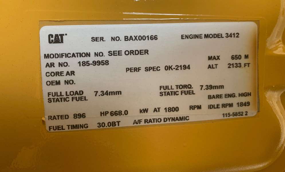 Used Caterpillar 3412C Diesel Engine