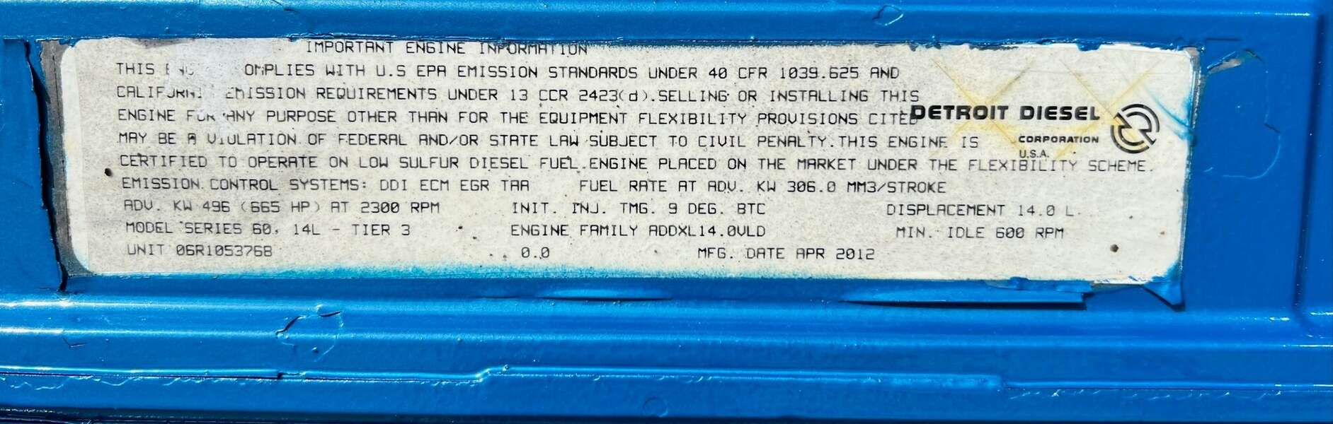 Used Detroit S60 14L Diesel Engine