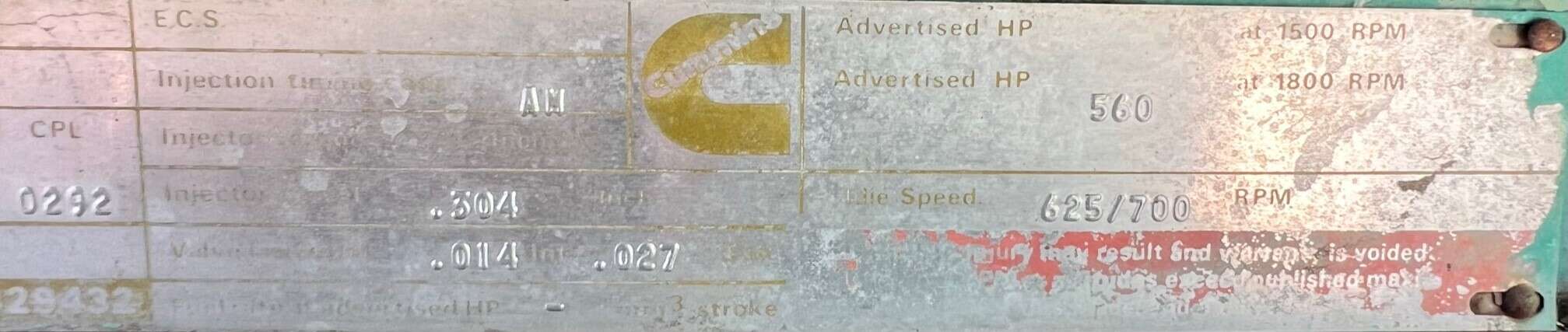 Used Cummins KTA1150G Diesel Engine