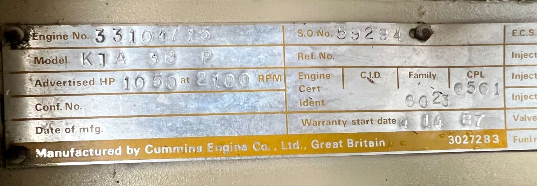 Used Cummins KTA38 Diesel Engine