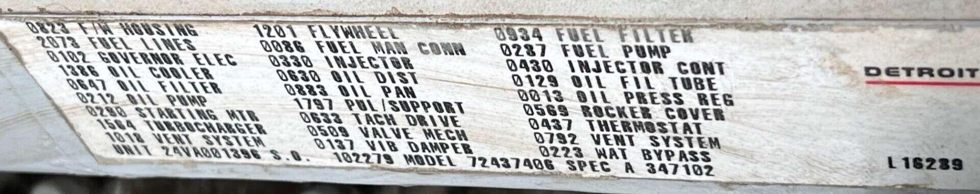 Low hours Detroit Diesel 24V71TT Diesel Engine