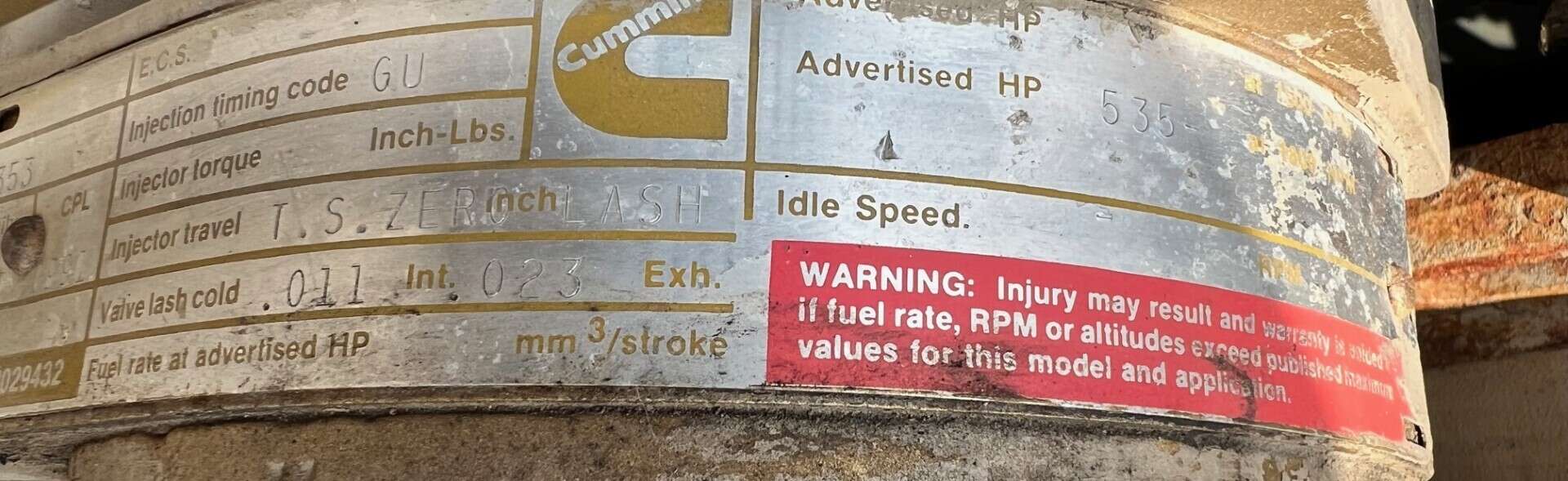 Used Cummins NTA855G3 Big Cam Diesel Engine