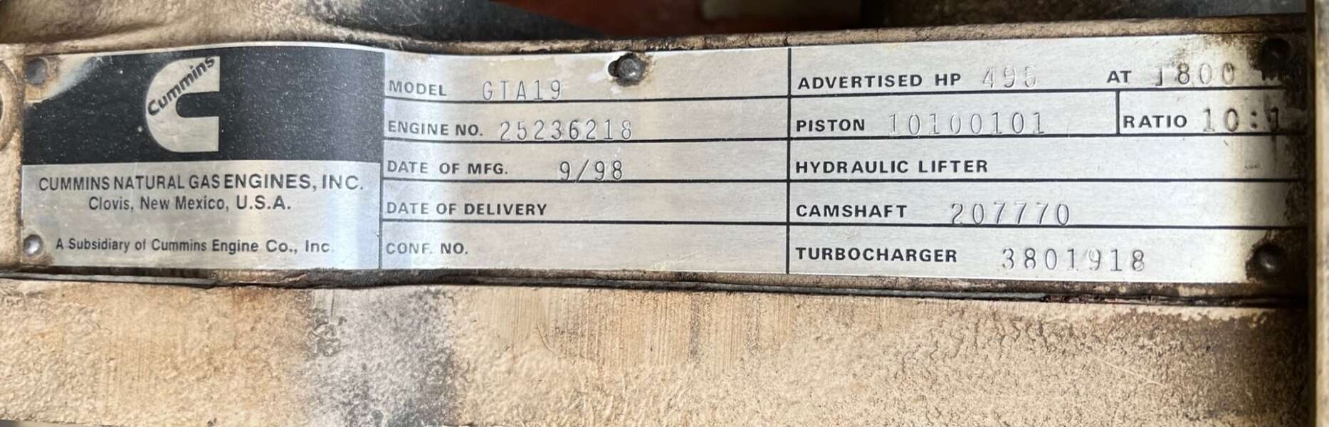 Used Cummins GTA19 Engine Core