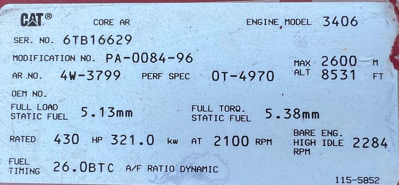 Used Caterpillar 3406 Diesel Engine
