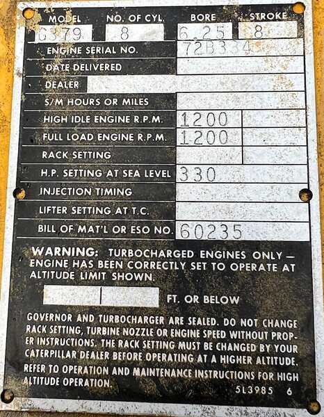 Used Caterpillar G379 Gas Engine