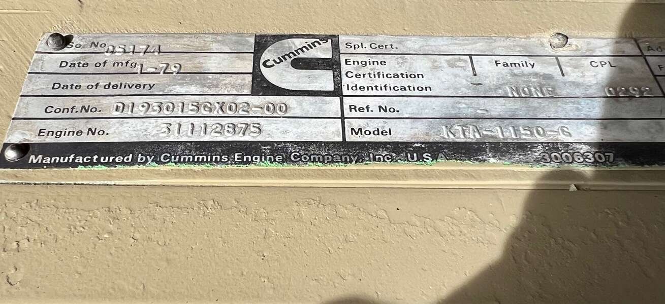 Used Cummins KTA19 (KTA1150G) Diesel Engine