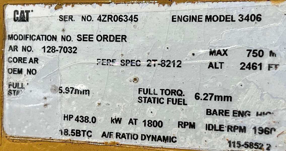Used Caterpillar 3406C Diesel Engine