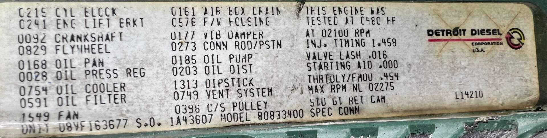 Used Detroit 8V92TA Diesel Engine