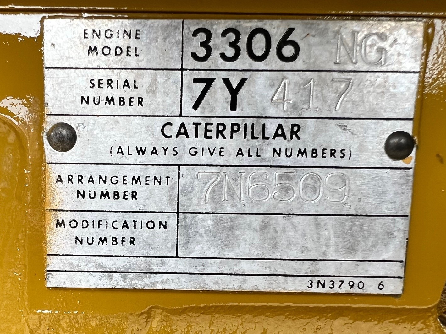 Used Caterpillar G3306 Gas Engine 7Y417