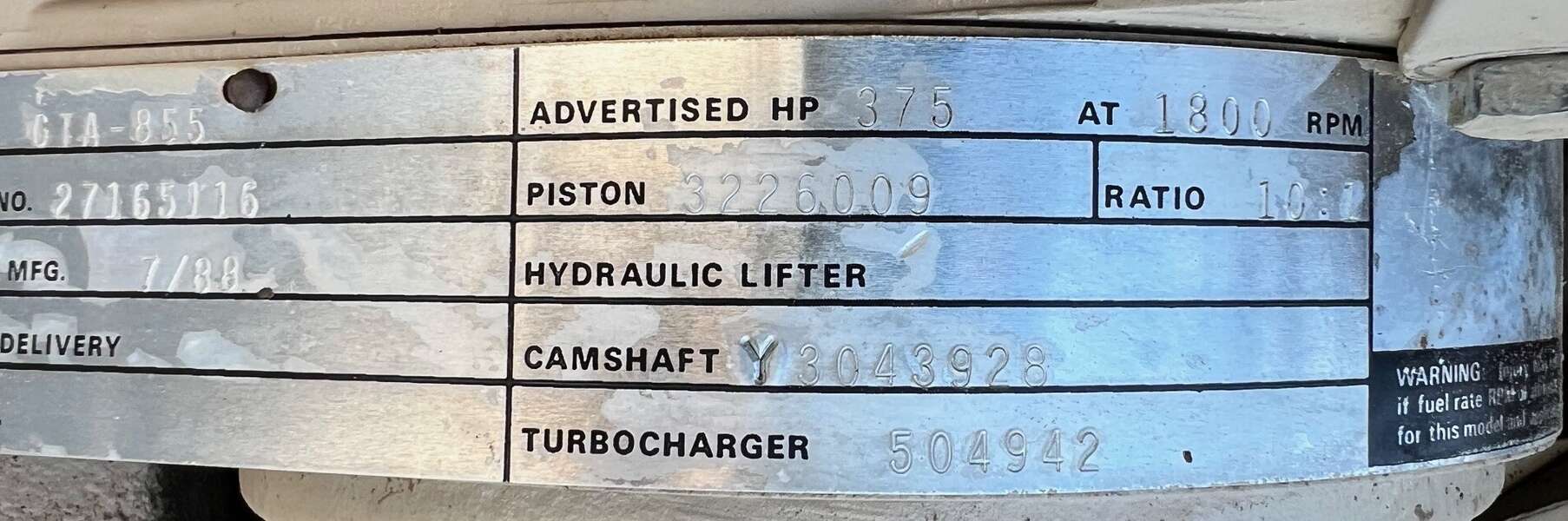 Used Cummins GTA855 Gas Engine