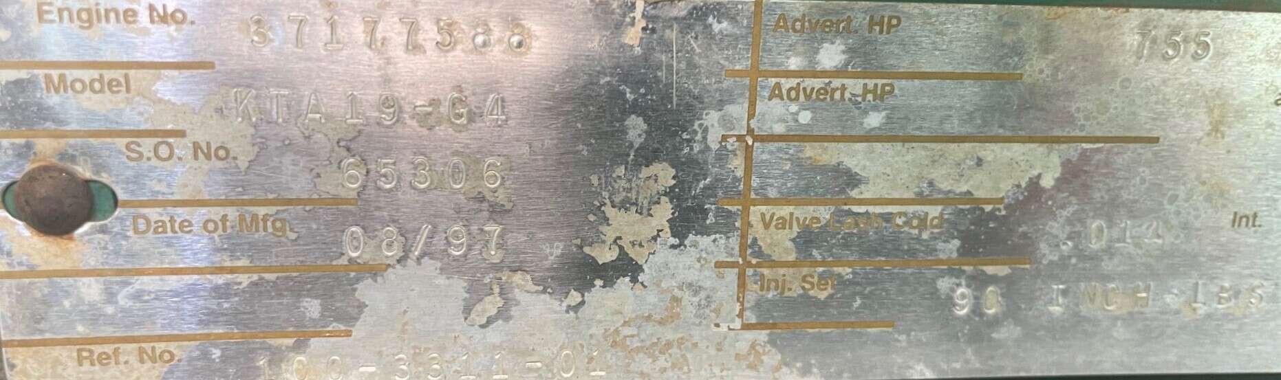 Used Cummins KTA19G4 Diesel Engine