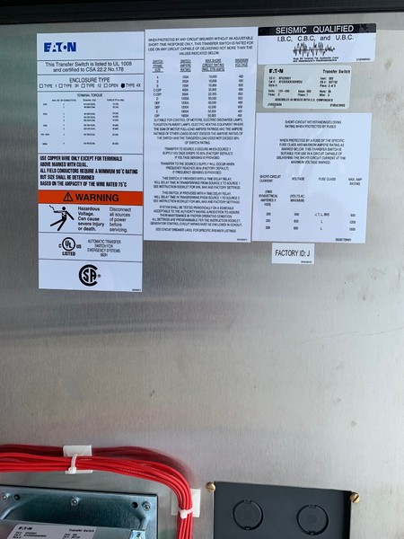 New Eaton Cutler Hammer 600AMP Automatic Transfer Switch