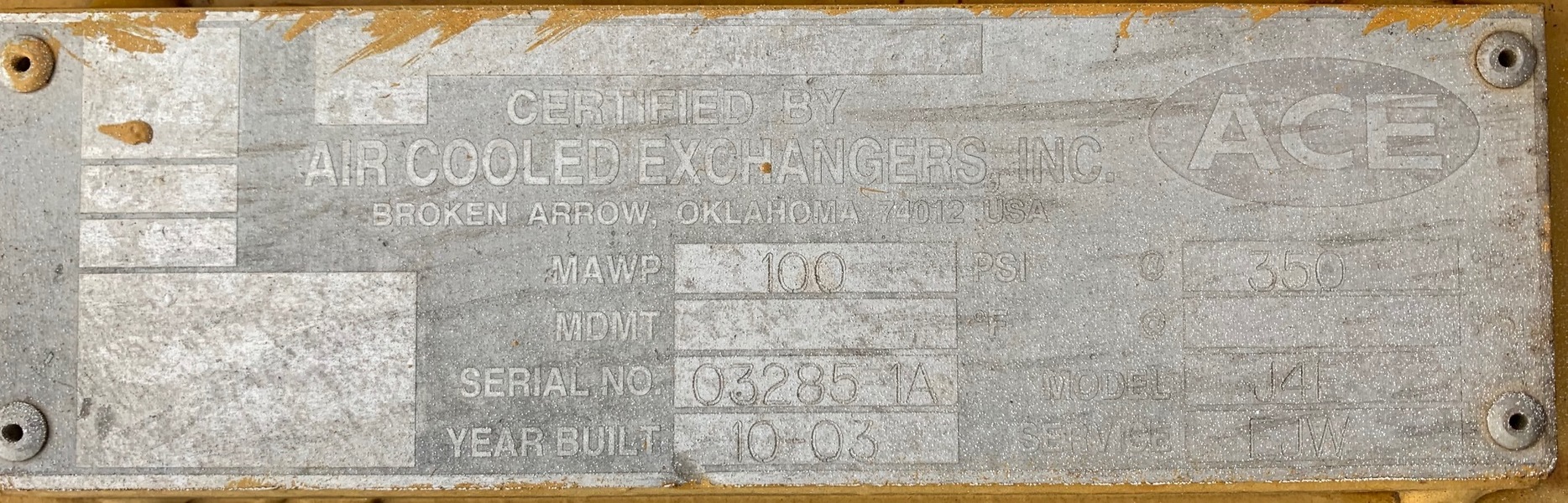 Used Air Cooled Exchangers, INC. J4F Radiator