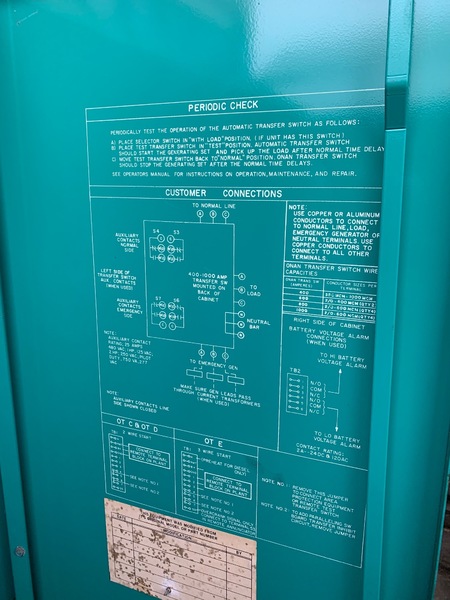 Used Onan 400amp 208V Automatic Transfer Switch