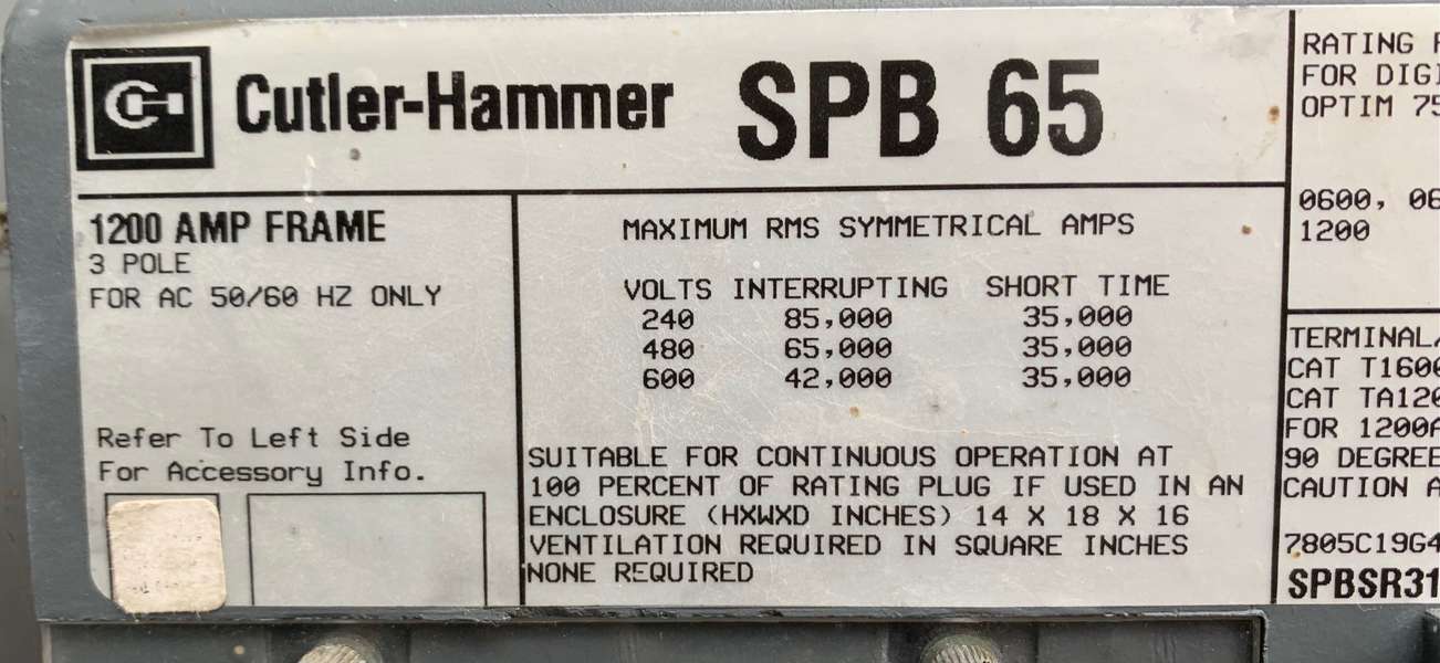 Used Cutler-Hammer 800amp Circuit Breaker