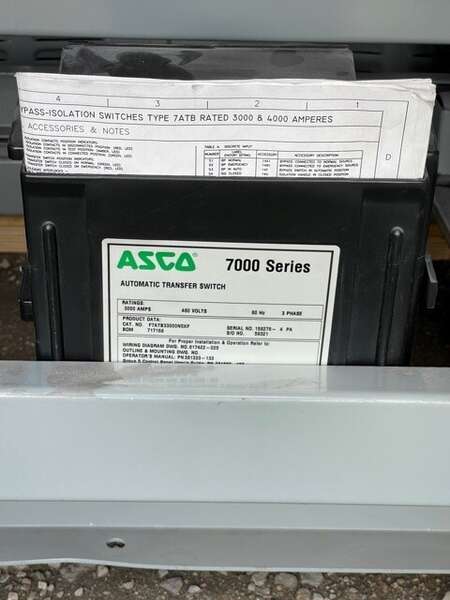 Tested Like New ASCO 3000amp 480V Bypass Isolation 7000Series Automatic Transfer Switch
