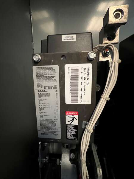 Used Kohler 600amp 480V Automatic Transfer Switch