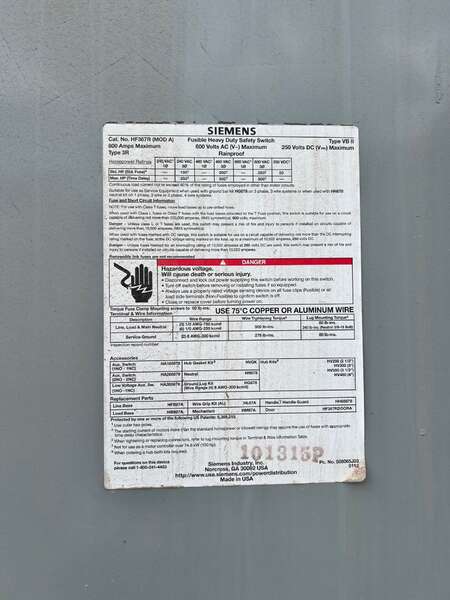 Used ASCO 800AMP 480V Disconnect Automatic Transfer Switch