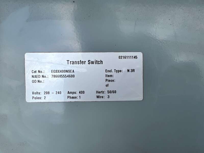 Like New Eaton 400amp 240V Automatic Transfer Switch