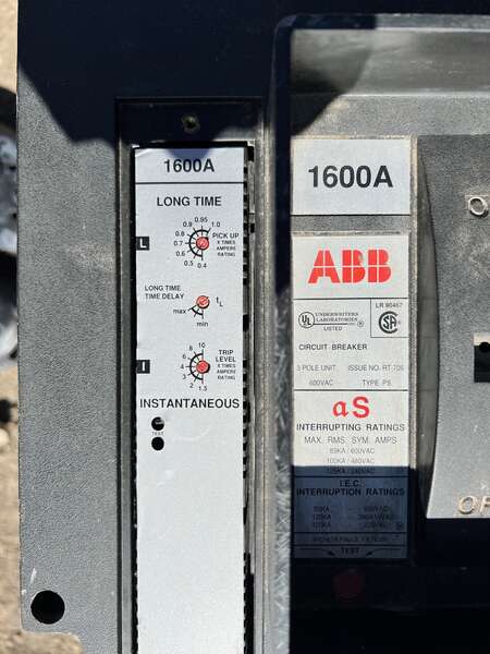Used ABB 1600amp Circuit Breaker