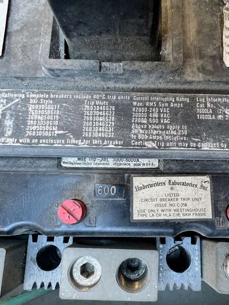 Used Westinghouse 600amp Circuit Breaker