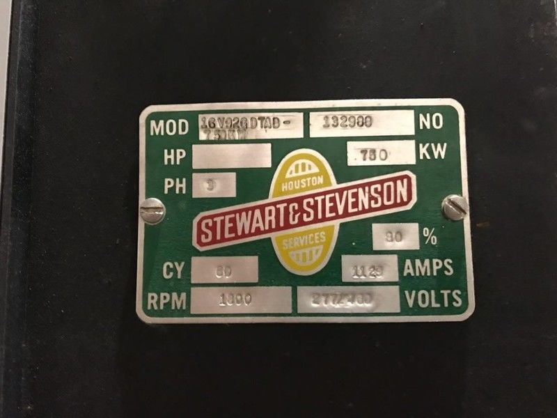  Stewart & Stevenson 750kW Diesel Generator