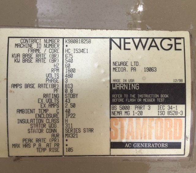  Cummins 500kW Gas Generator