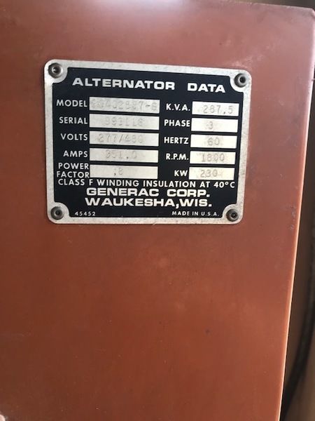 Used Generac 230kW Diesel Generator