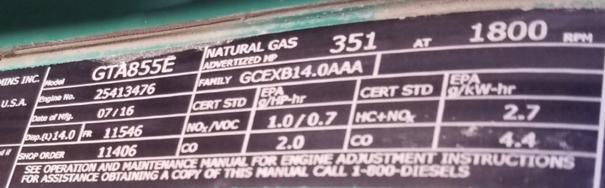 Used Cummins 225GCNC Gas Generator