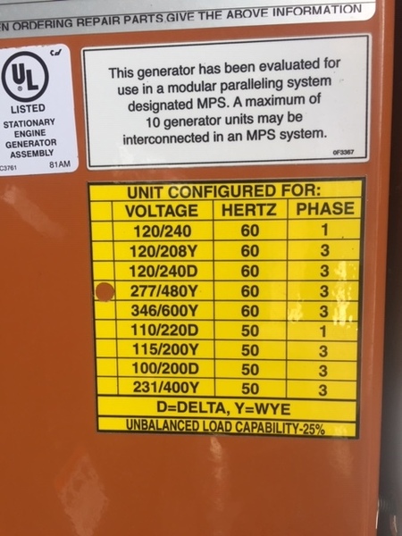 Low hours Generac SG200 Gas Generator