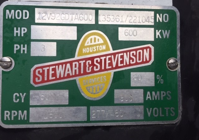 Used Stewart & Stevenson 12V92GDTA600 Diesel Generator