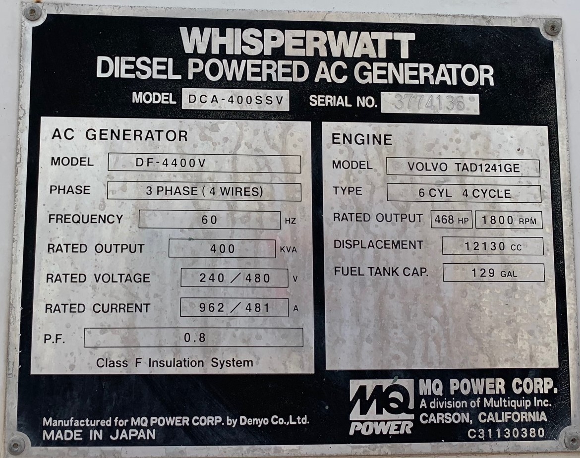 Used Denyo Df 4400v Generator End 3 6505