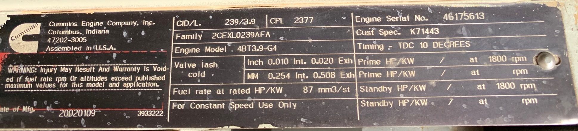  Katolight D60FGZ4 Diesel Generator