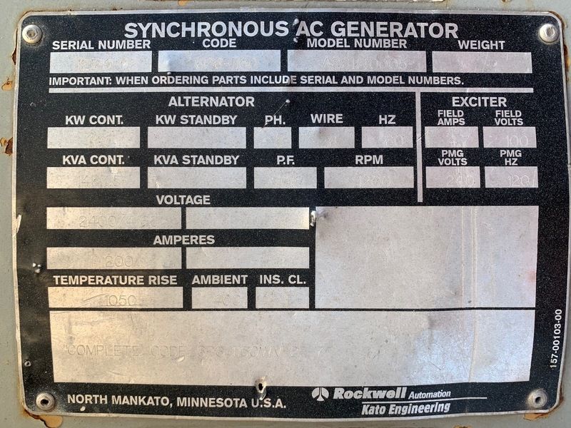 Used Kato 1150kW Generator End