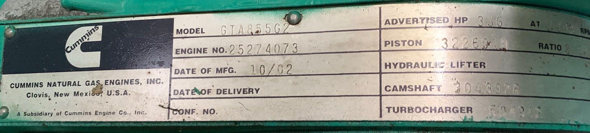 Used Cummins 215kW Gas Generator