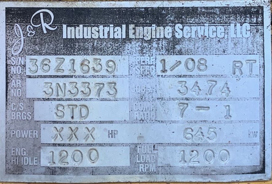 Used Caterpillar G399TA Gas Generator