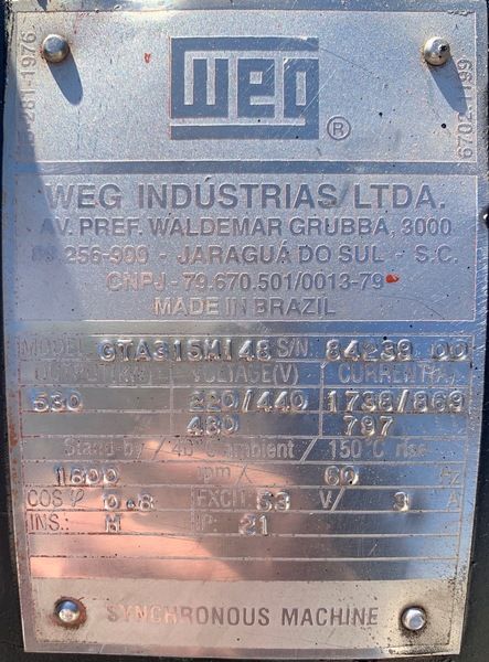 Used WEG 500kW Generator End