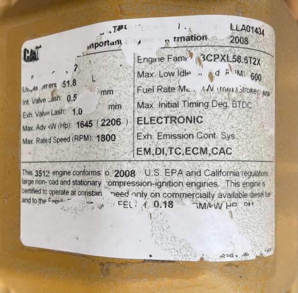 Used Caterpillar 3512 Diesel Generator