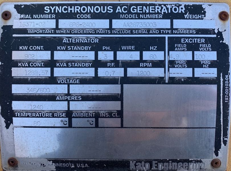 Used Caterpillar 900kW Diesel Generator