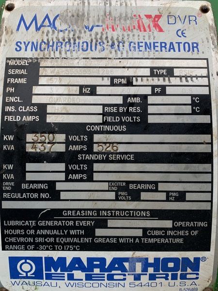 Used Marathon Electric 350kW Generator End
