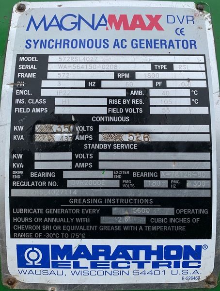 Used Marathon Electric 350kW Generator End