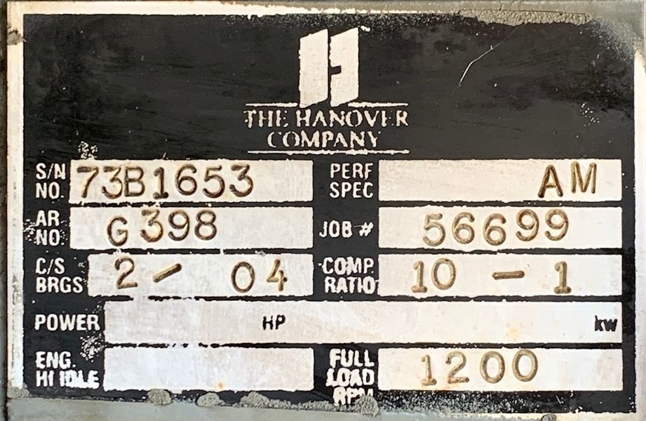 Used Caterpillar G398NA Gas Generator