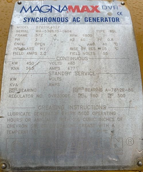Used Marathon Electric 500kW Generator End